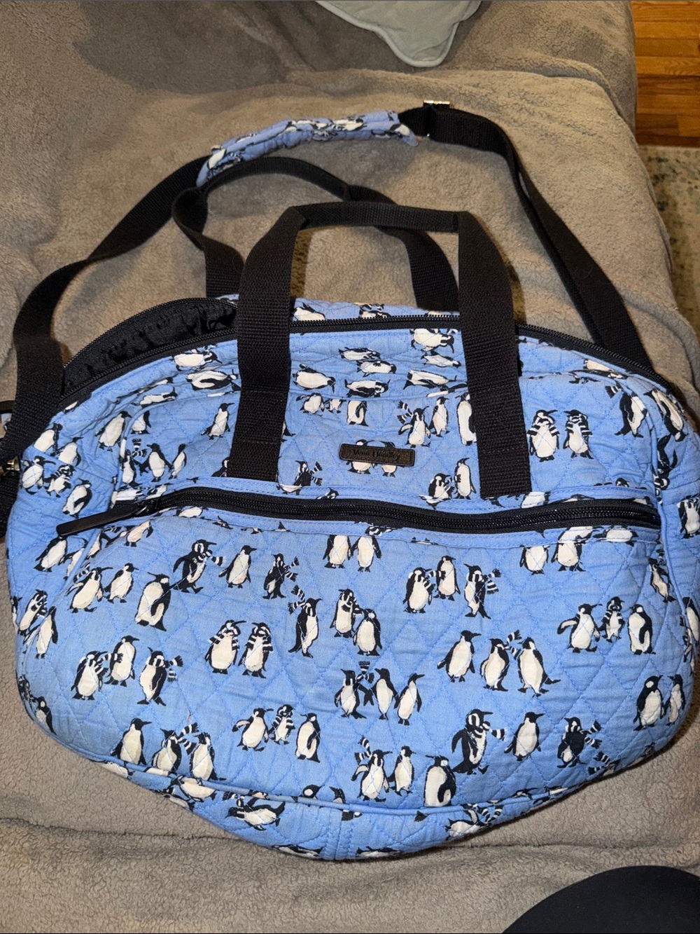 Vera Bradley Light Blue Penguin Quilted Tote